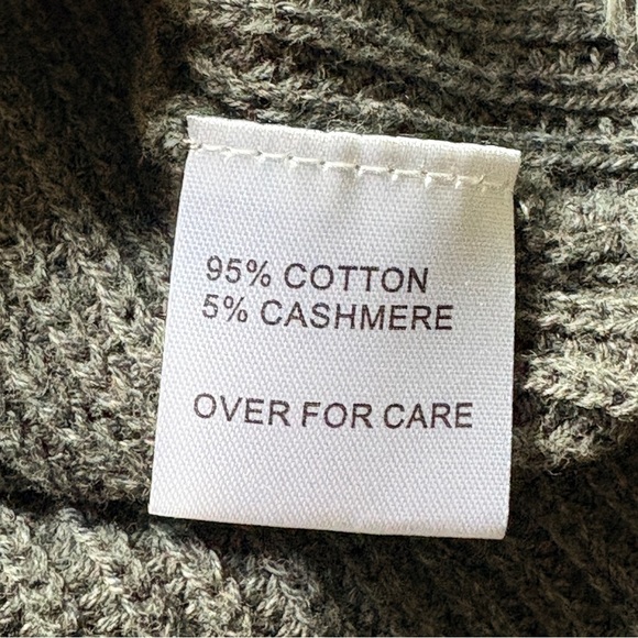 Distressed Hem Mock Neck Sweater Grunge Fall Layering XS Gray Cotton Cashmere - Picture 4 of 5